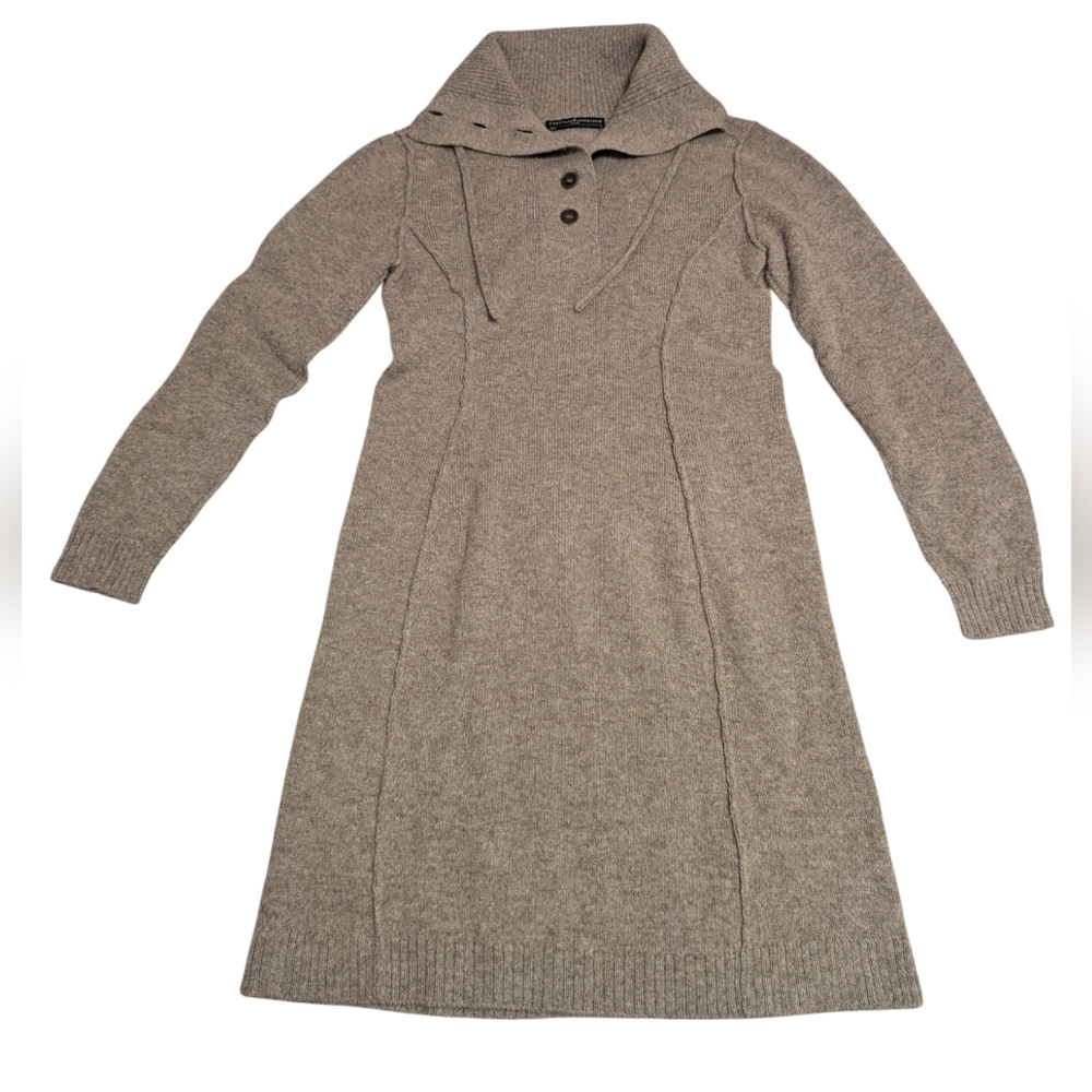 Peruvian Connection 100% Royal Alpaca Light Brown Turtleneck Sweater Dress Small